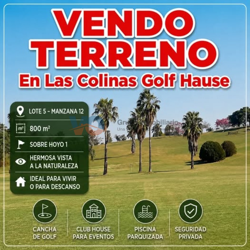 VENDO EXCELENTE TERRENO EN LAS COLINAS GOLF HOUSE - PARANA-  Superficie:880 Mts2