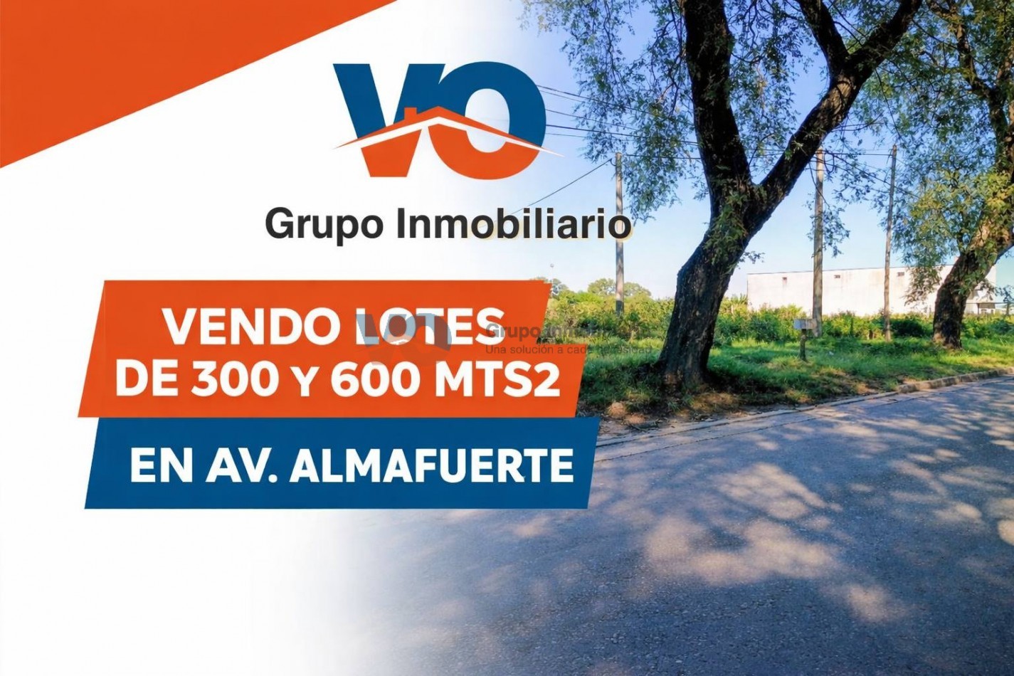  VENTA DE LOTES Sobre Av. Almafuerte Lotes de 300 m² , 2 lotes de 600 m² (de lado a lado de la manzana)
