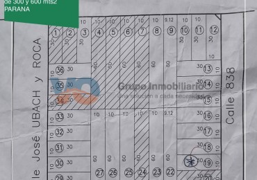  VENTA DE LOTES Sobre Av. Almafuerte Lotes de 300 m² , 2 lotes de 600 m² (de lado a lado de la manzana)